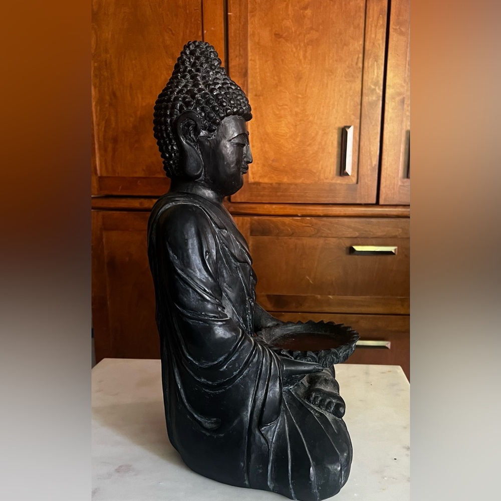 16” Black ceramic Buddha statue